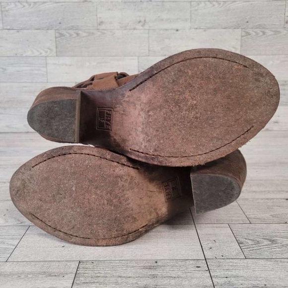 Women’s Frye Izzy Brown Leather Open Toed Sling Harness Booties Size 6.5 B - Picture 9 of 10